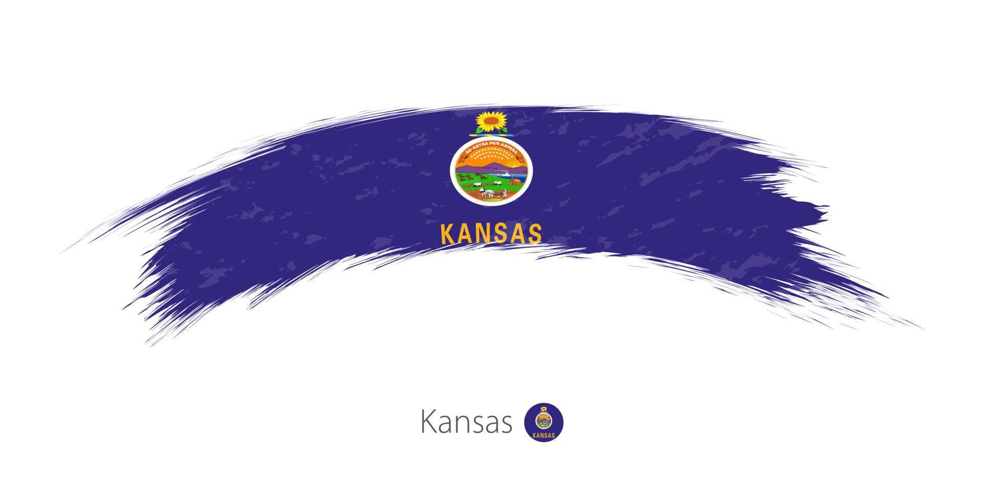 bandiera del Kansas in pennellata arrotondata del grunge. vettore