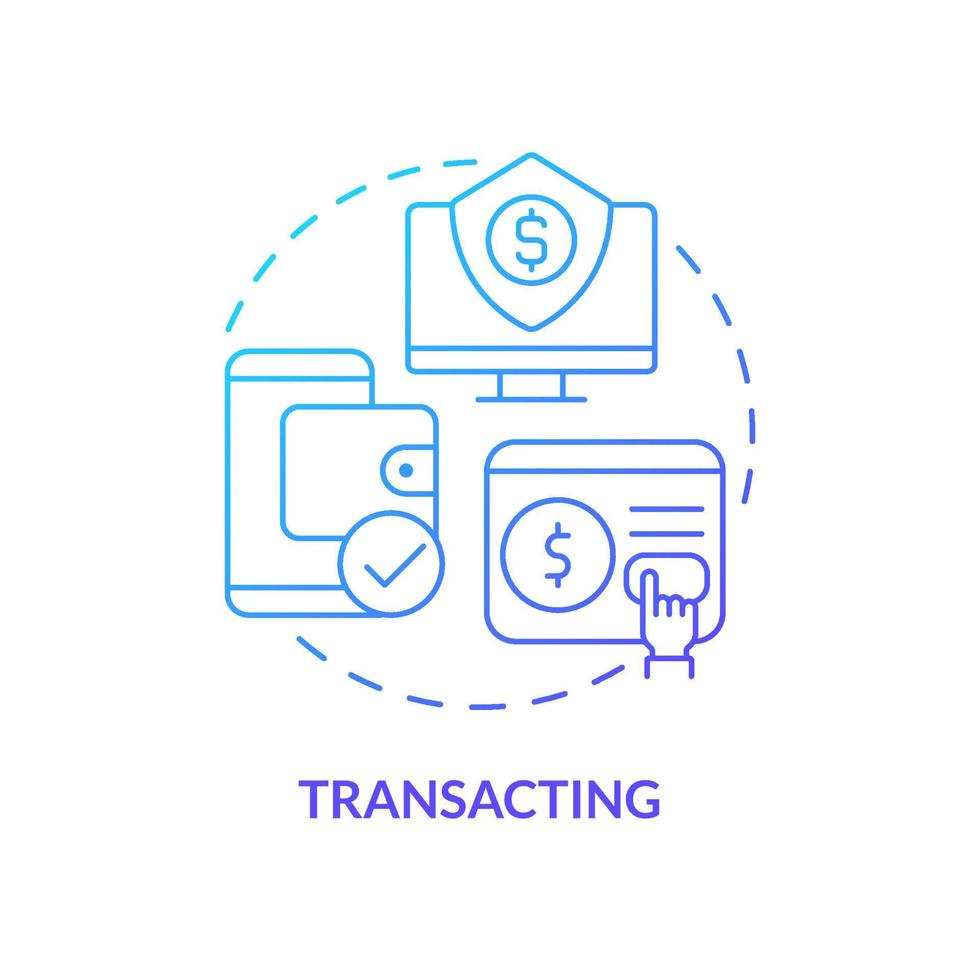 icona del concetto di sfumatura blu di transazione. Banca online. gestione finanziaria. abilità digitali idea astratta linea sottile illustrazione. disegno di contorno isolato. una miriade di caratteri pro-grassetto utilizzati vettore