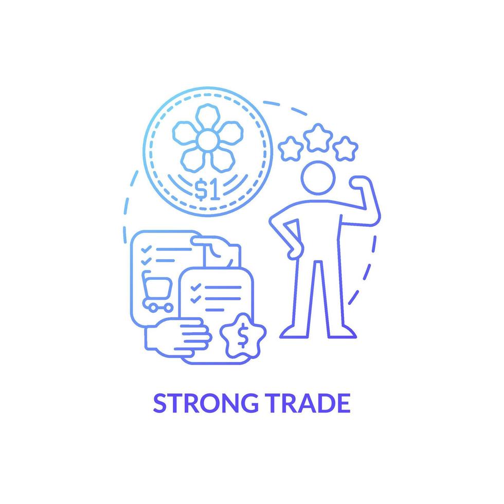 icona del concetto di gradiente blu commerciale forte. illustrazione di linea sottile di idea astratta di affari di singapore. esportazioni e importazioni di merci. disegno di contorno isolato. roboto-medium, una miriade di caratteri pro-grassetto utilizzati vettore