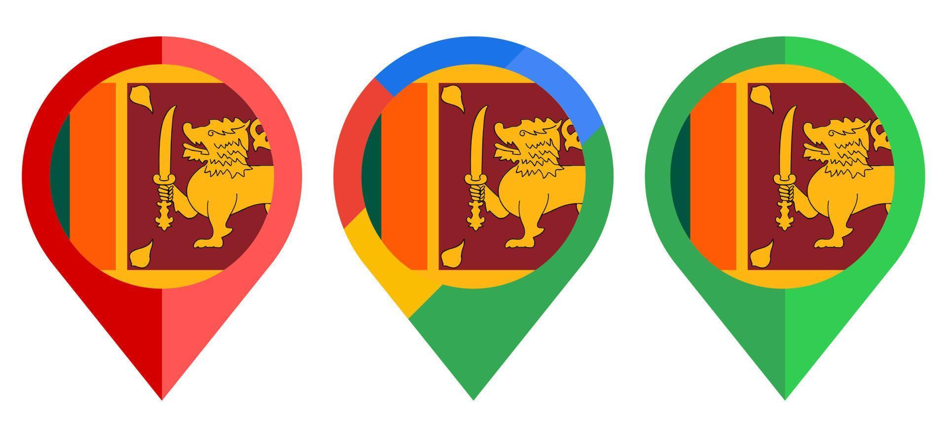icona dell'indicatore di mappa piatta con bandiera dello sri lanka isolata su sfondo bianco vettore