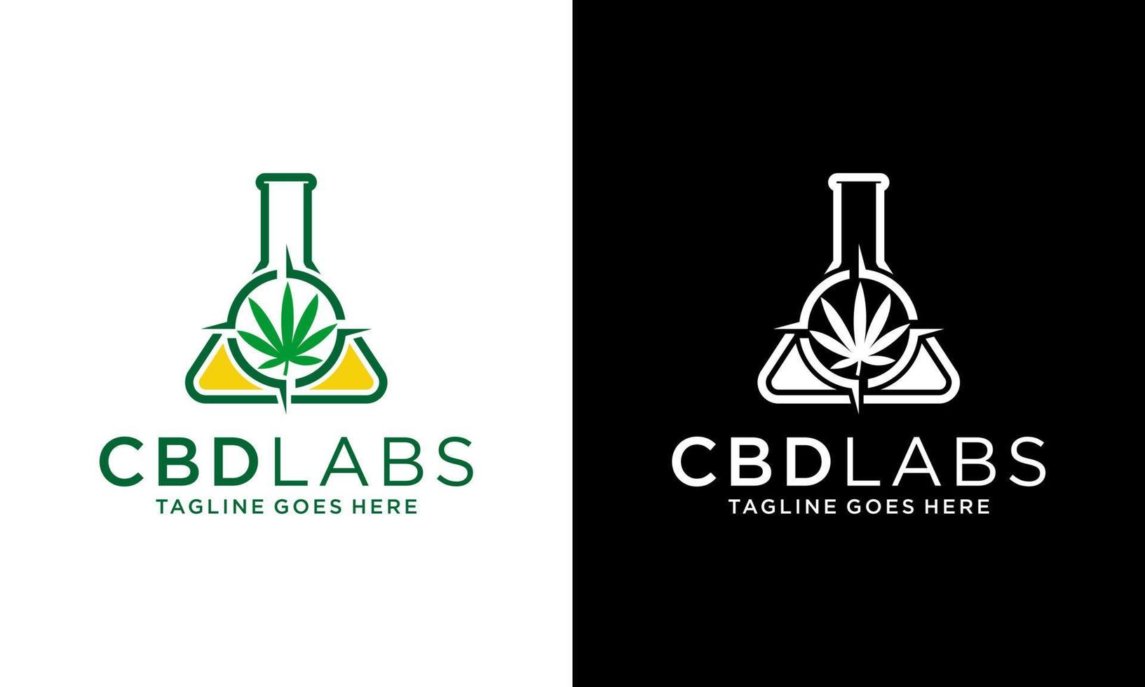 modello di progettazione di logo di vettore di laboratori di cannabis. Green lab logo design idea, cannabis logo template laboratori organici, natura, verde, logo, naturale, salute, medico, cannabis, simbolo, icona, pianta, segno, foglia, laboratorio