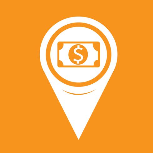 Icona mappa puntatore pin di denaro vettore