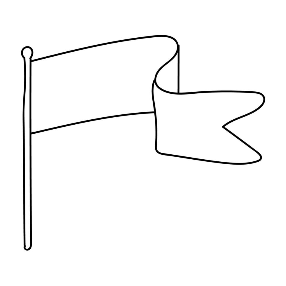 cartone animato doodle retrò sventola bandiera isolata su sfondo bianco. vettore