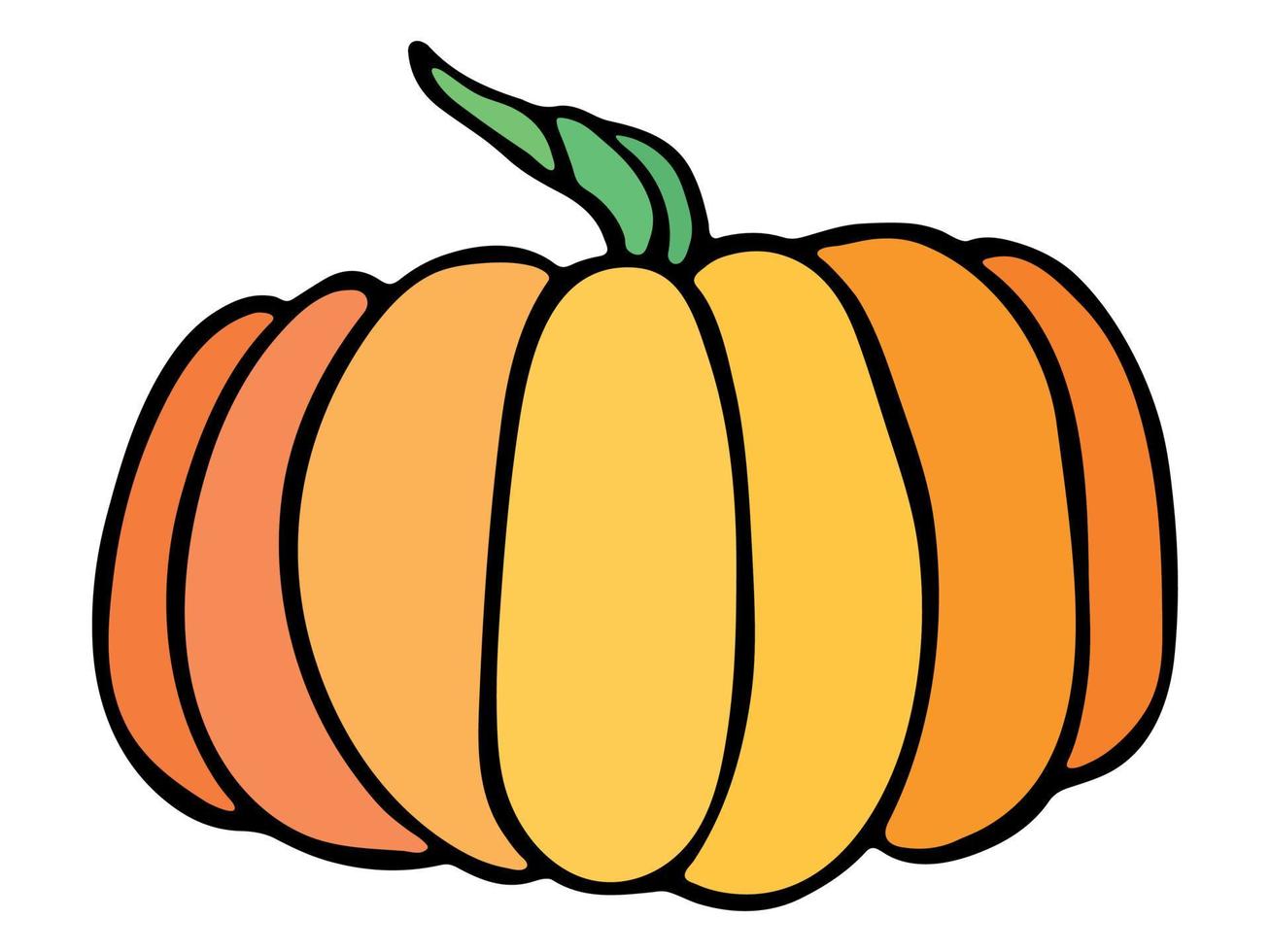 illustrazione disegnata a mano di vettore della zucca. oggetto isolato su sfondo bianco. clipart di raccolta delle verdure. prodotto del mercato agricolo. elementi per il design autunnale, la decorazione.