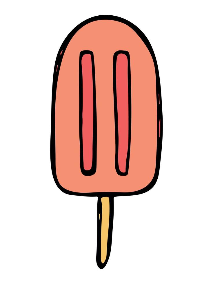 illustrazione di gelato disegnata a mano vettoriale isolata su sfondi bianchi. clipart di dessert colorato carino. per stampa, web, design, arredamento, logo.