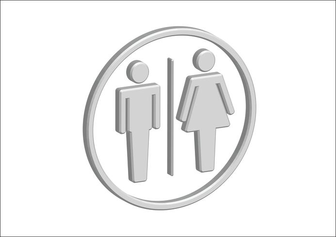 Icone del segno della donna dell&#39;uomo del pittogramma 3D, segno della toilette o icona della toilette vettore