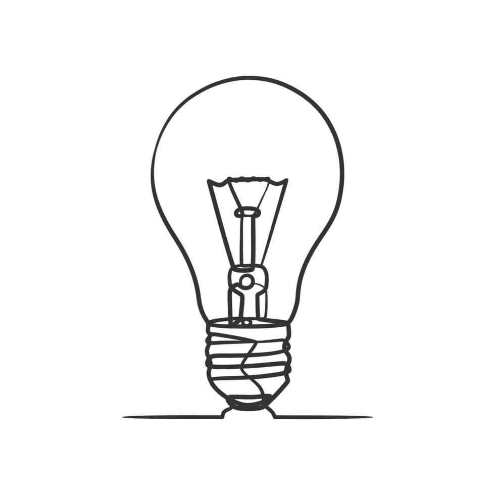 disegno a linea continua dell'idea del simbolo della lampadina vettore