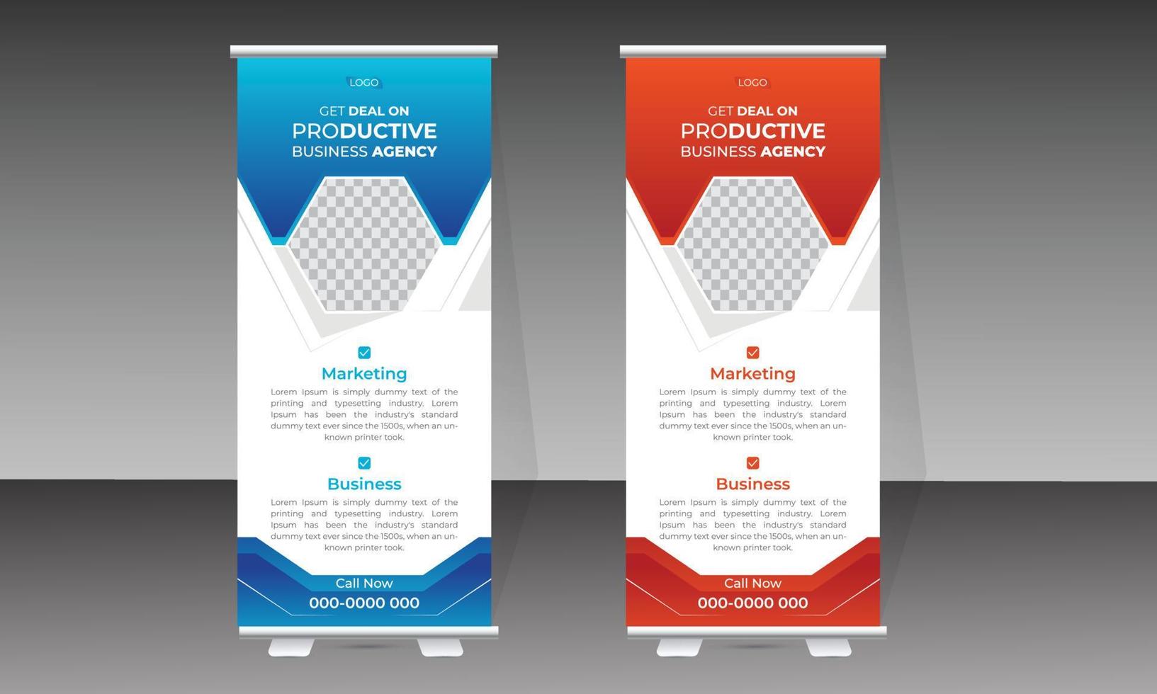 business roll up banner modello di progettazione vettore