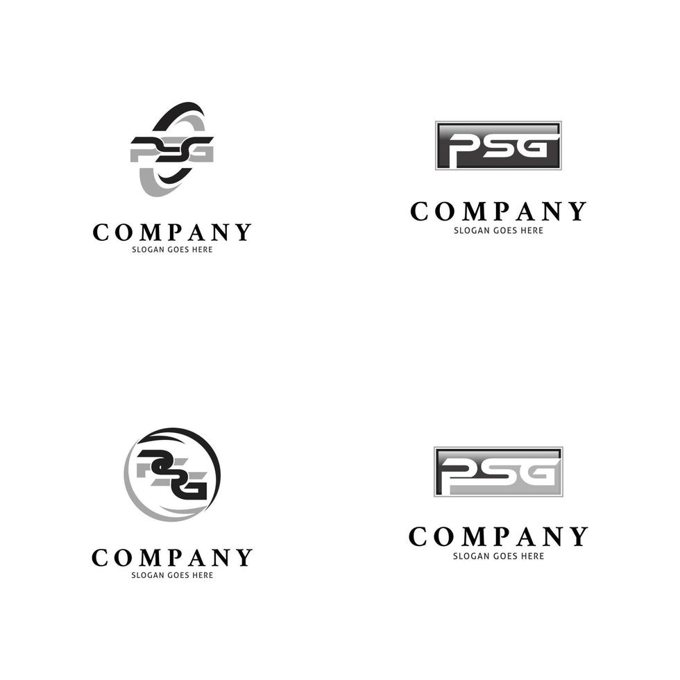 set di lettere iniziali psg icona vettore logo modello illustrazione design