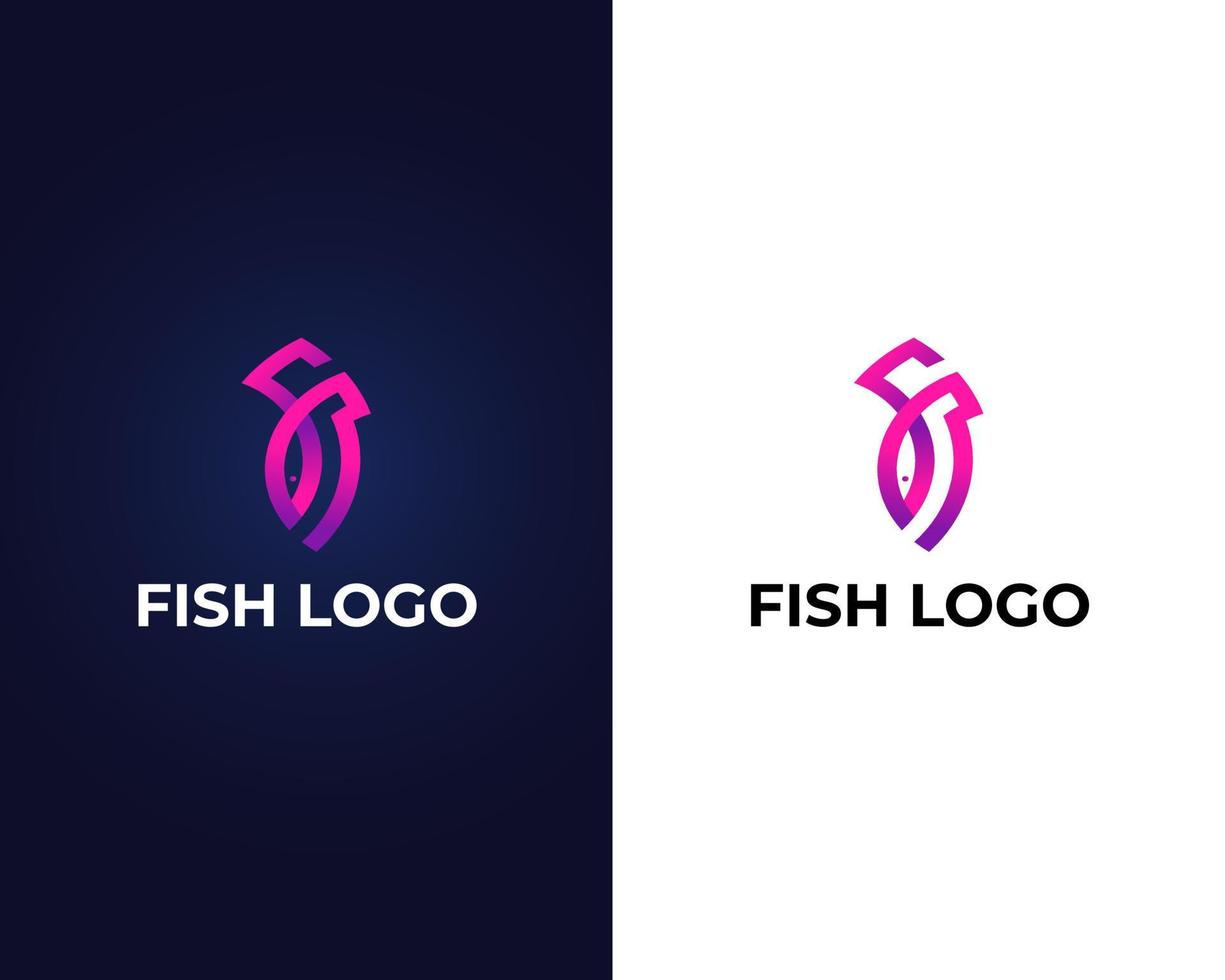 lettera f con modello di progettazione del logo di pesce vettore