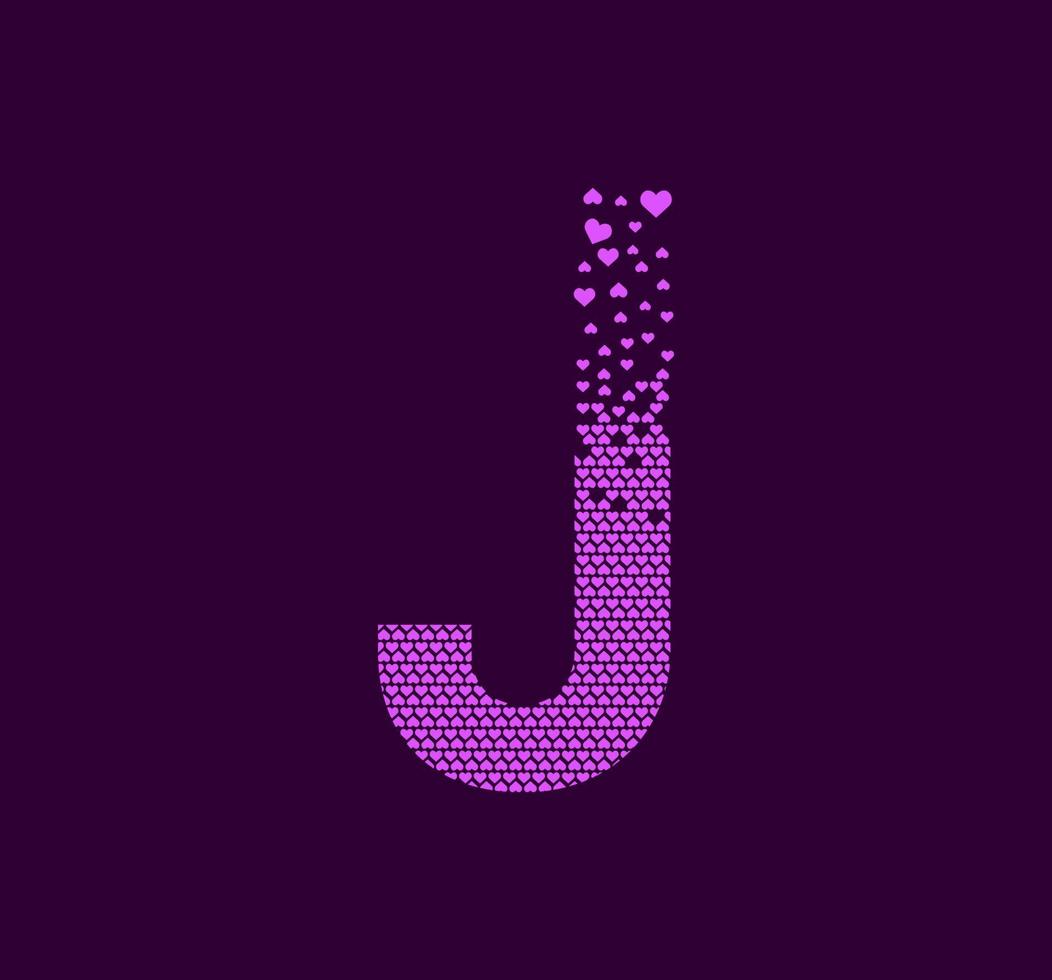 lettera del cuore j logo animato pixel dot. maiuscola pixel up. vettore