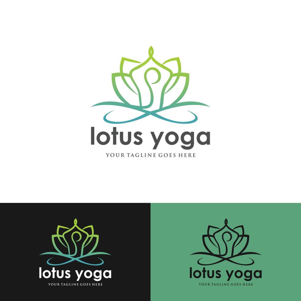 disegno di riserva del logo di yoga. meditazione umana in fiore di loto illustrazione vettoriale in colore viola