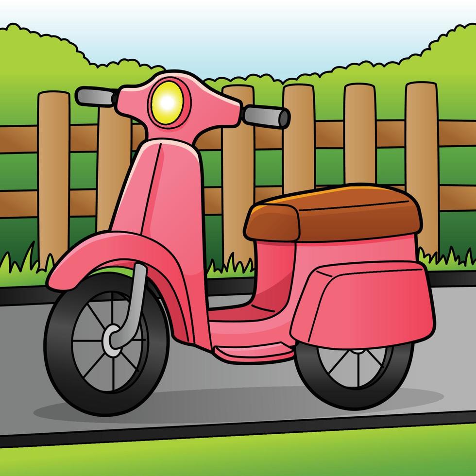 illustrazione del veicolo colorato del fumetto dello scooter vettore