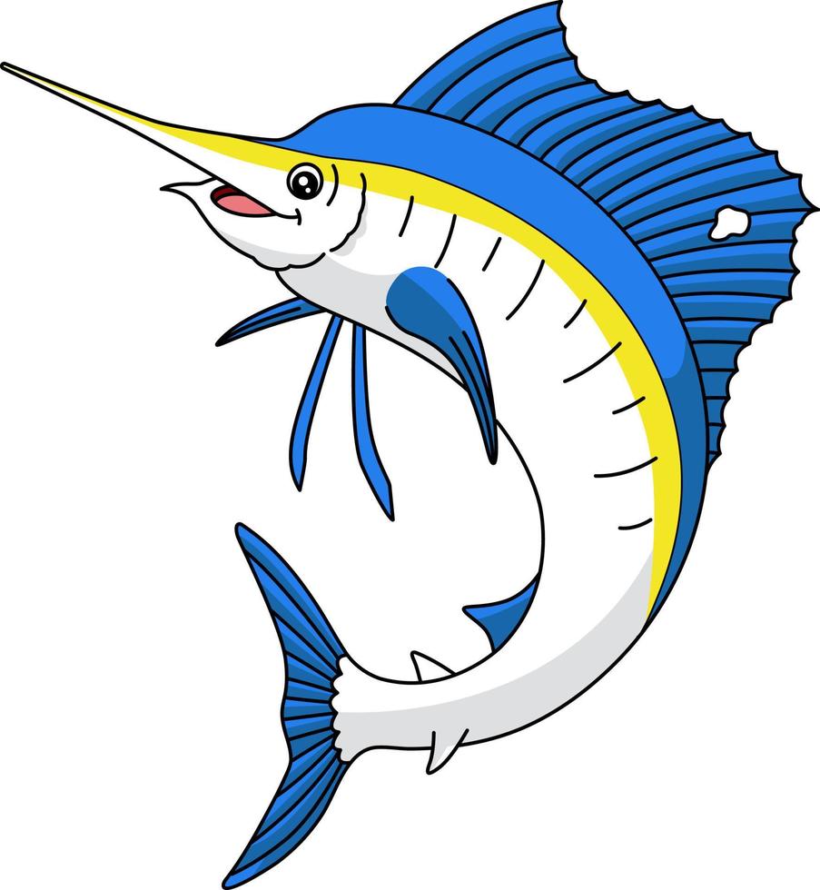 illustrazione di clipart del fumetto di pesce vela vettore