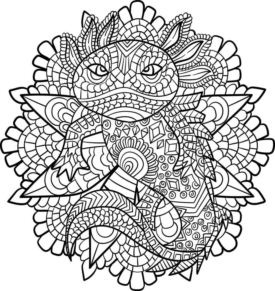 Disegni da colorare mandala axolotl per adulti vettore