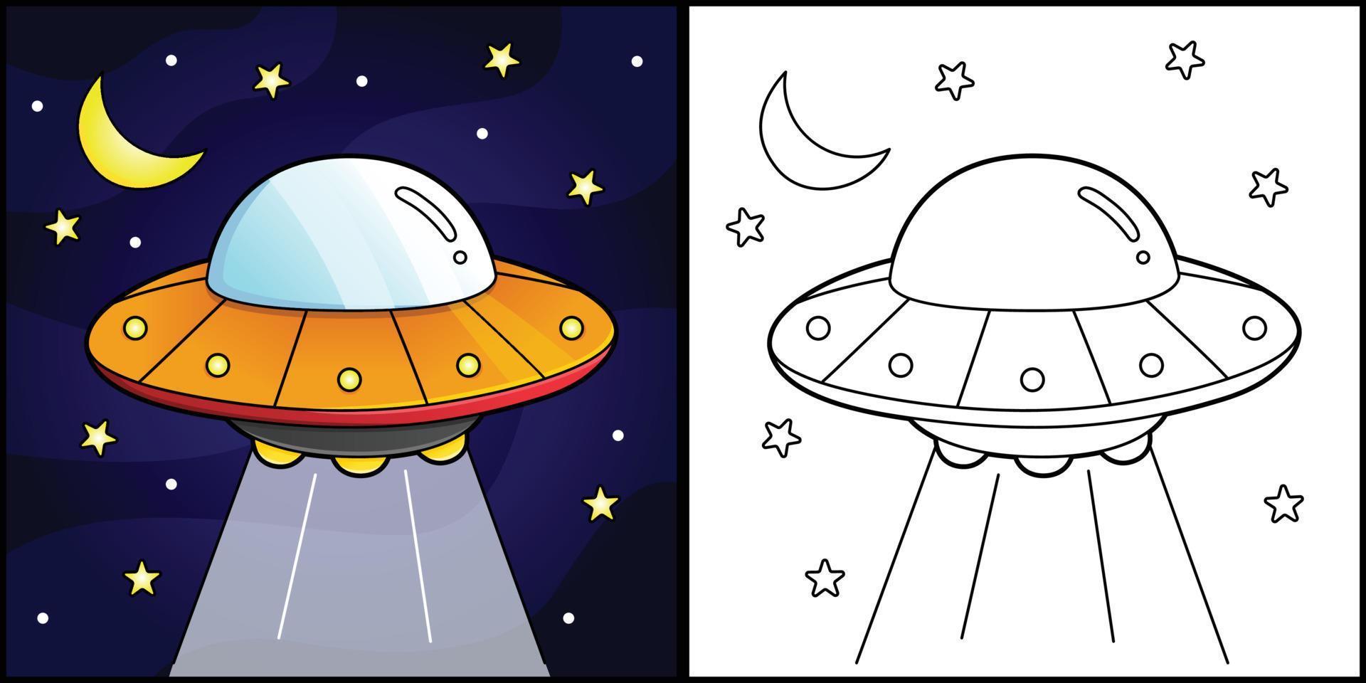 ufo da colorare pagina illustrazione del veicolo vettore