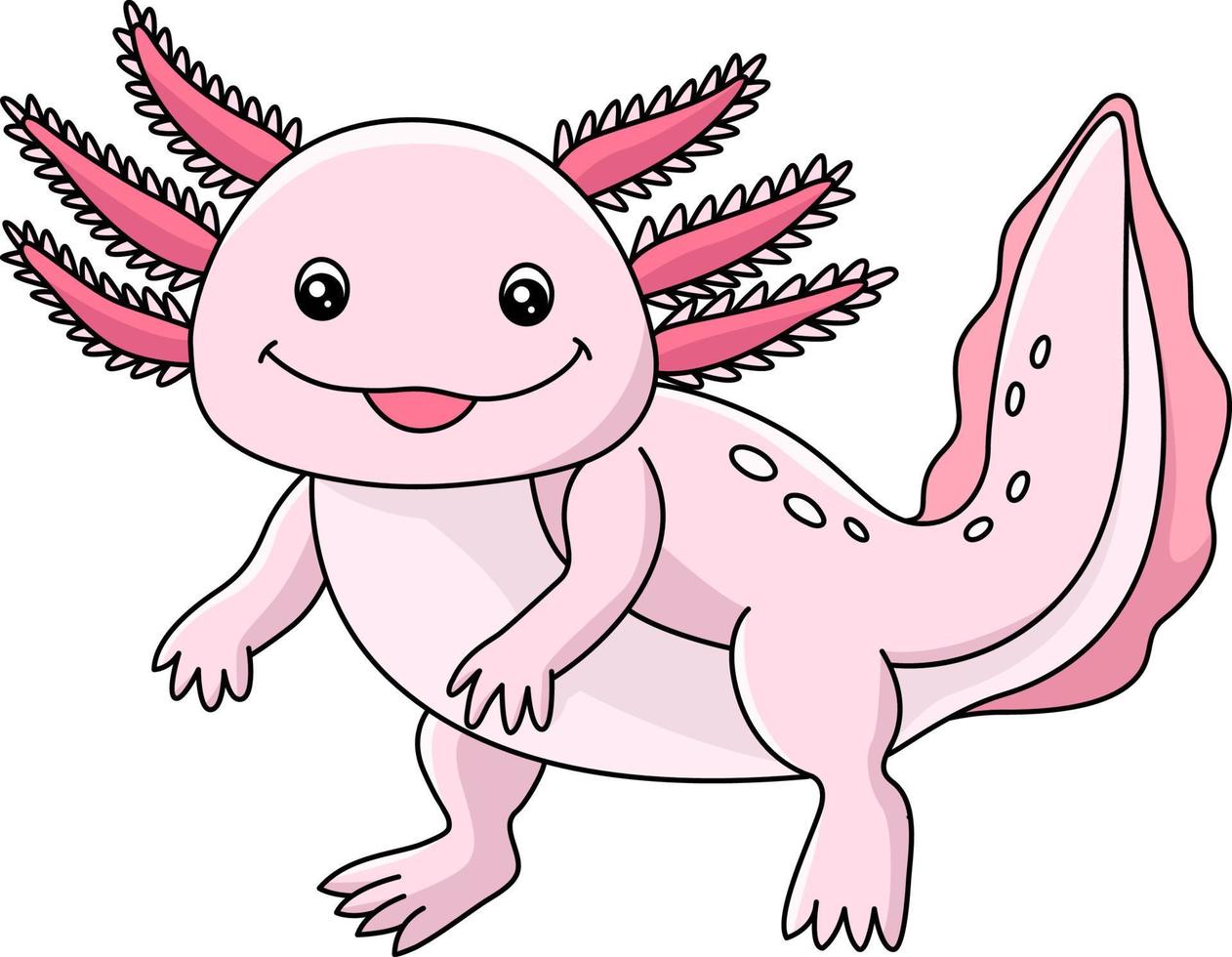 illustrazione clipart colorata del fumetto di axolotl vettore