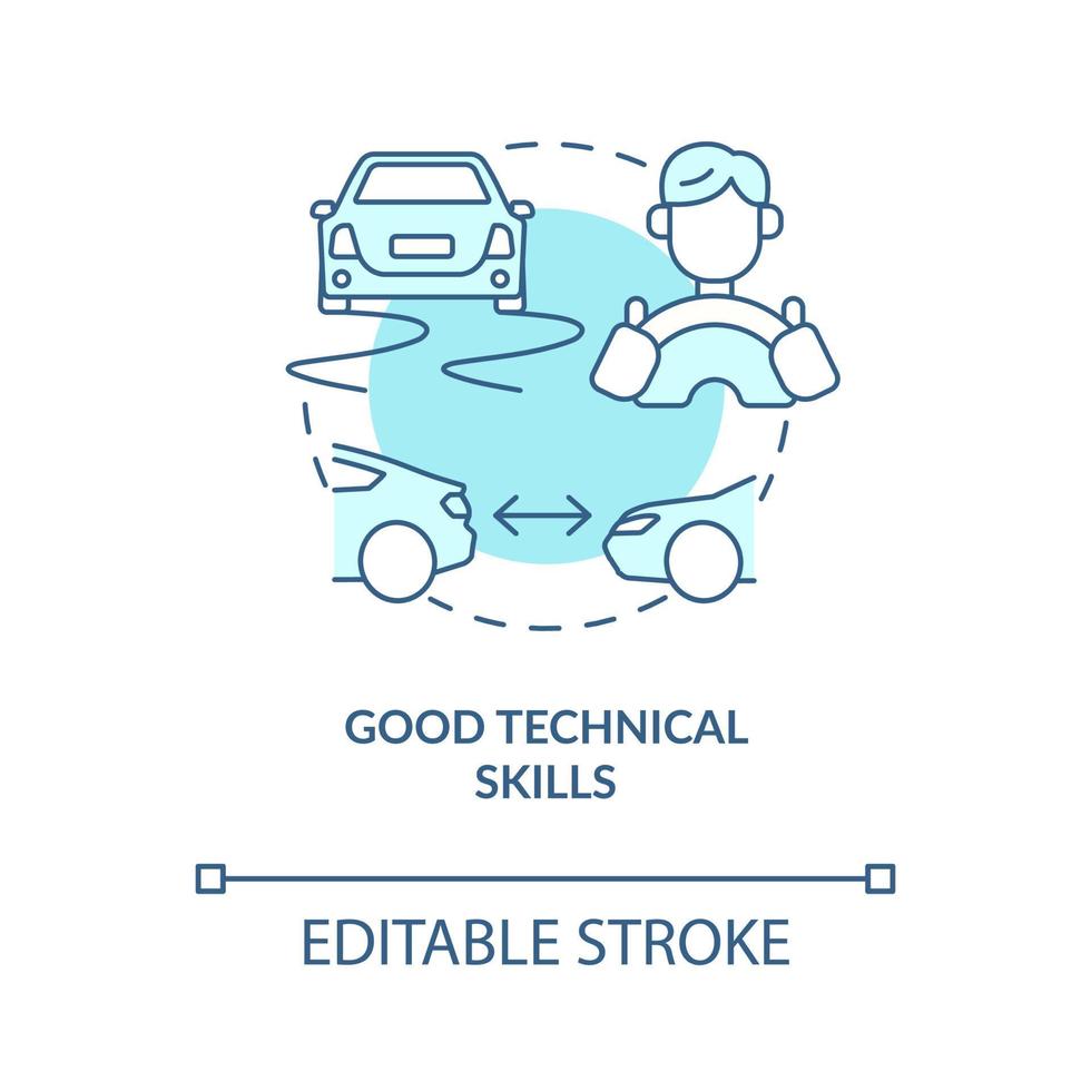 buone capacità tecniche icona blu del concetto. corso di guida risultato idea astratta linea sottile illustrazione. capacità di funzionamento automatico. patente di guida. disegno a colori di contorno isolato vettoriale. tratto modificabile vettore
