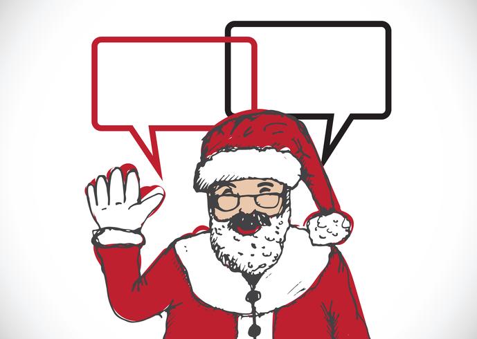 Babbo Natale per Natale disegnati a mano e parlando a fumetto vettore