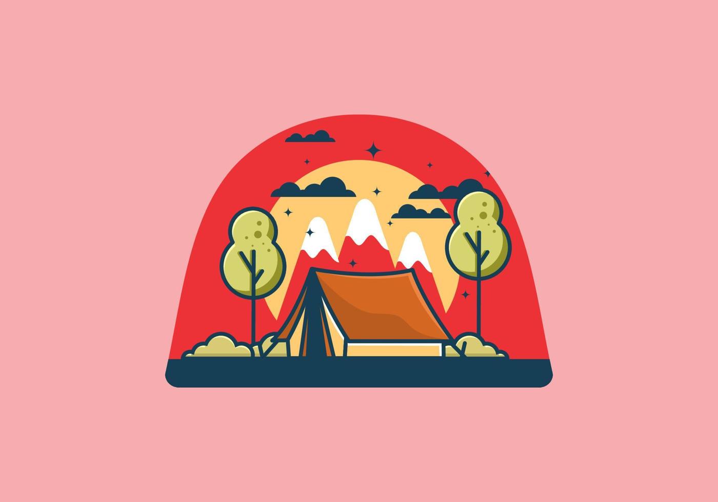 campeggio con illustrazione piatta tenda vettore