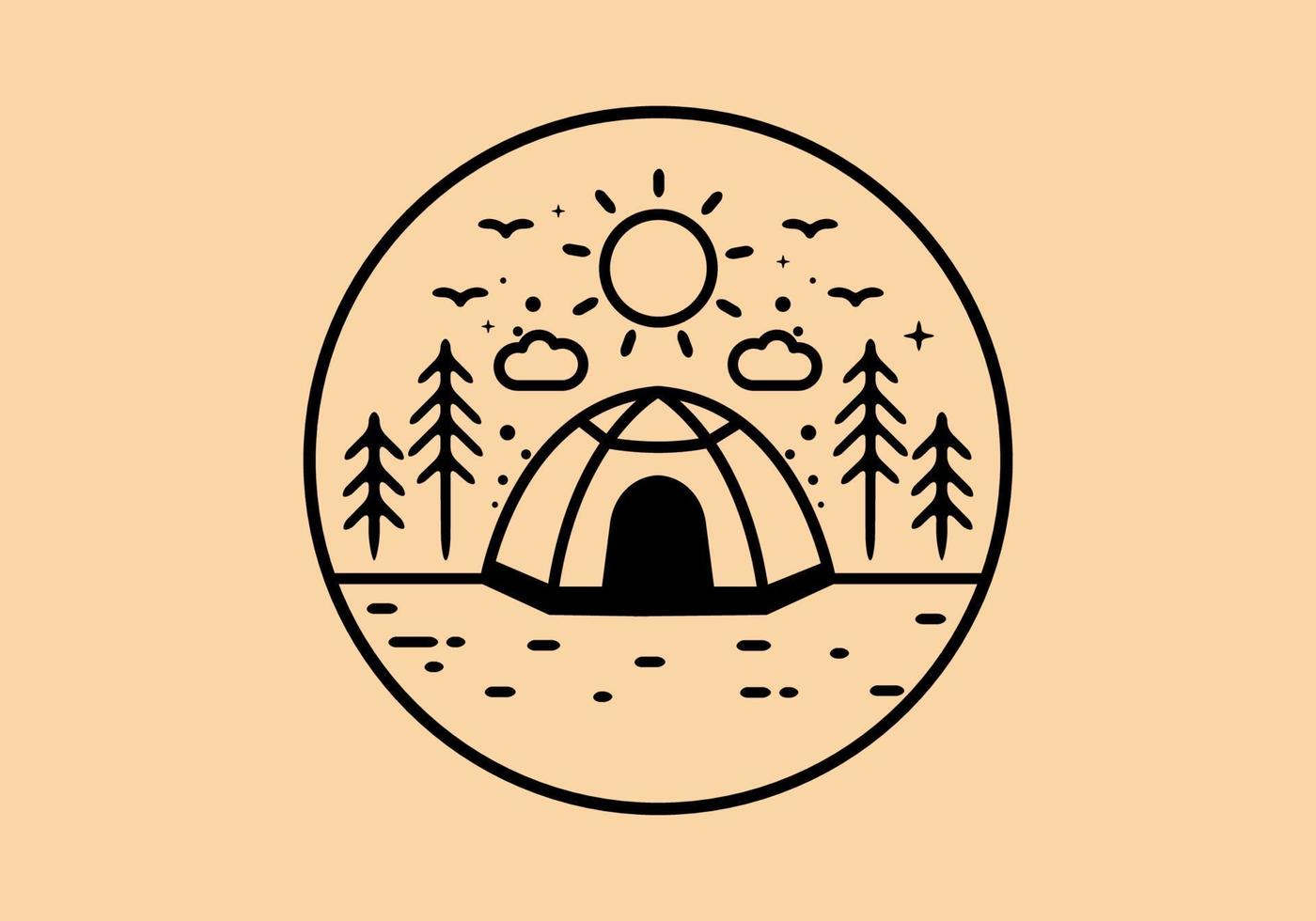 illustrazione di arte di linea della tenda da campeggio vettore