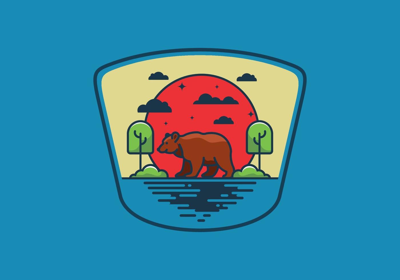 orso selvatico colorato in natura illustrazione piatta vettore