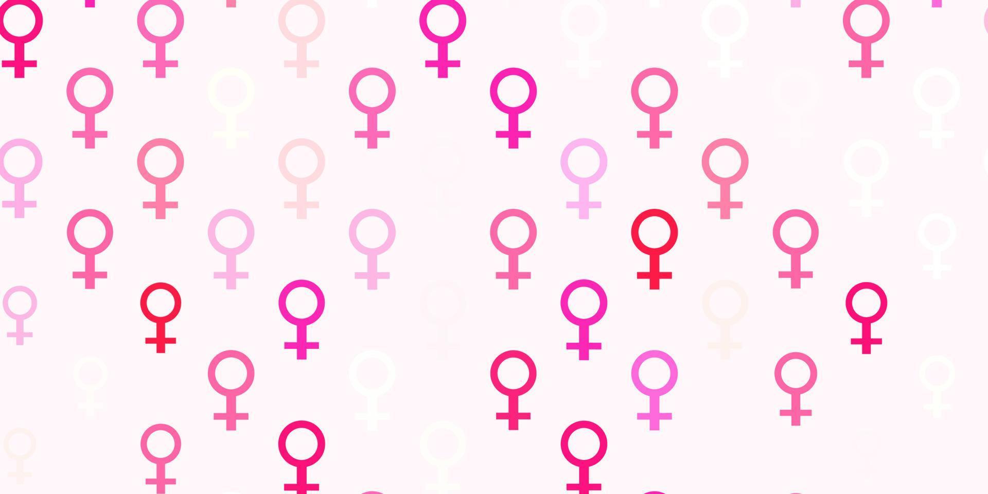 struttura vettoriale rosso chiaro con simboli dei diritti delle donne.