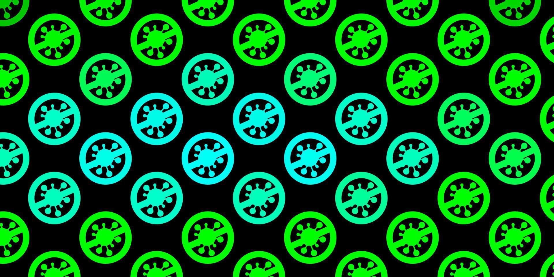 sfondo vettoriale verde scuro con simboli di virus.