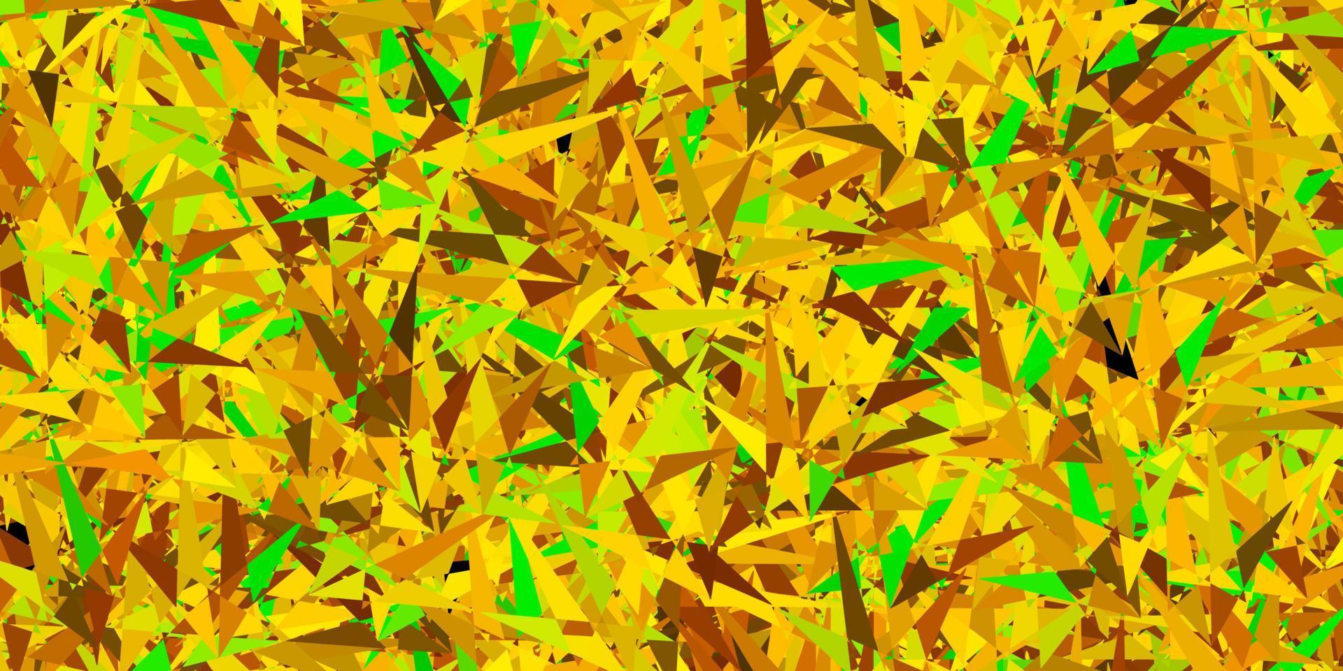 modello vettoriale verde scuro, giallo con cristalli, triangoli.