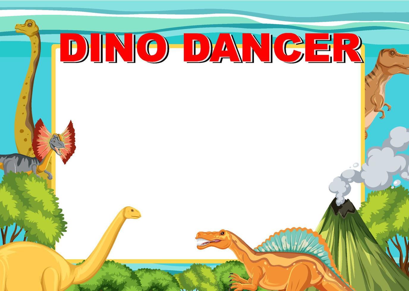 banner design con dinosauri sullo sfondo vettore