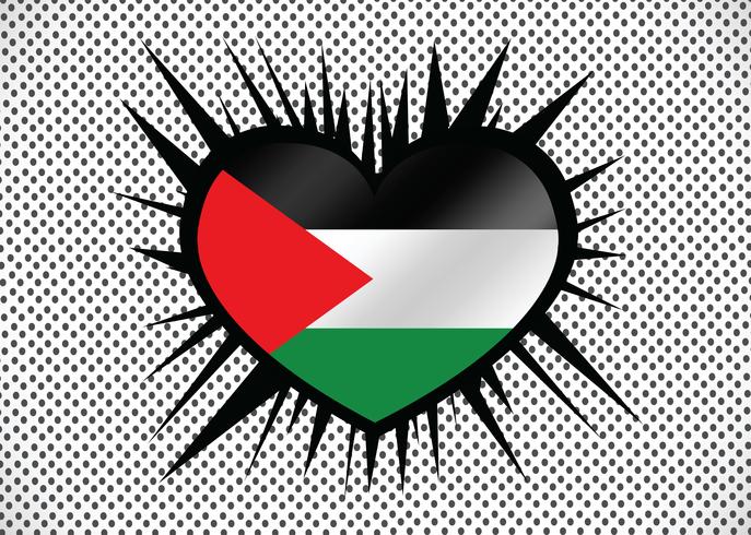 Heart and I love Gaza Strip flag idea design vettore