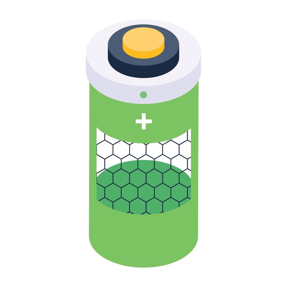 icona della cella della batteria nel design isometrico vettore