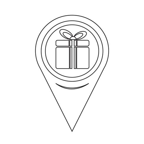 Icona del contenitore di regalo puntatore della mappa vettore
