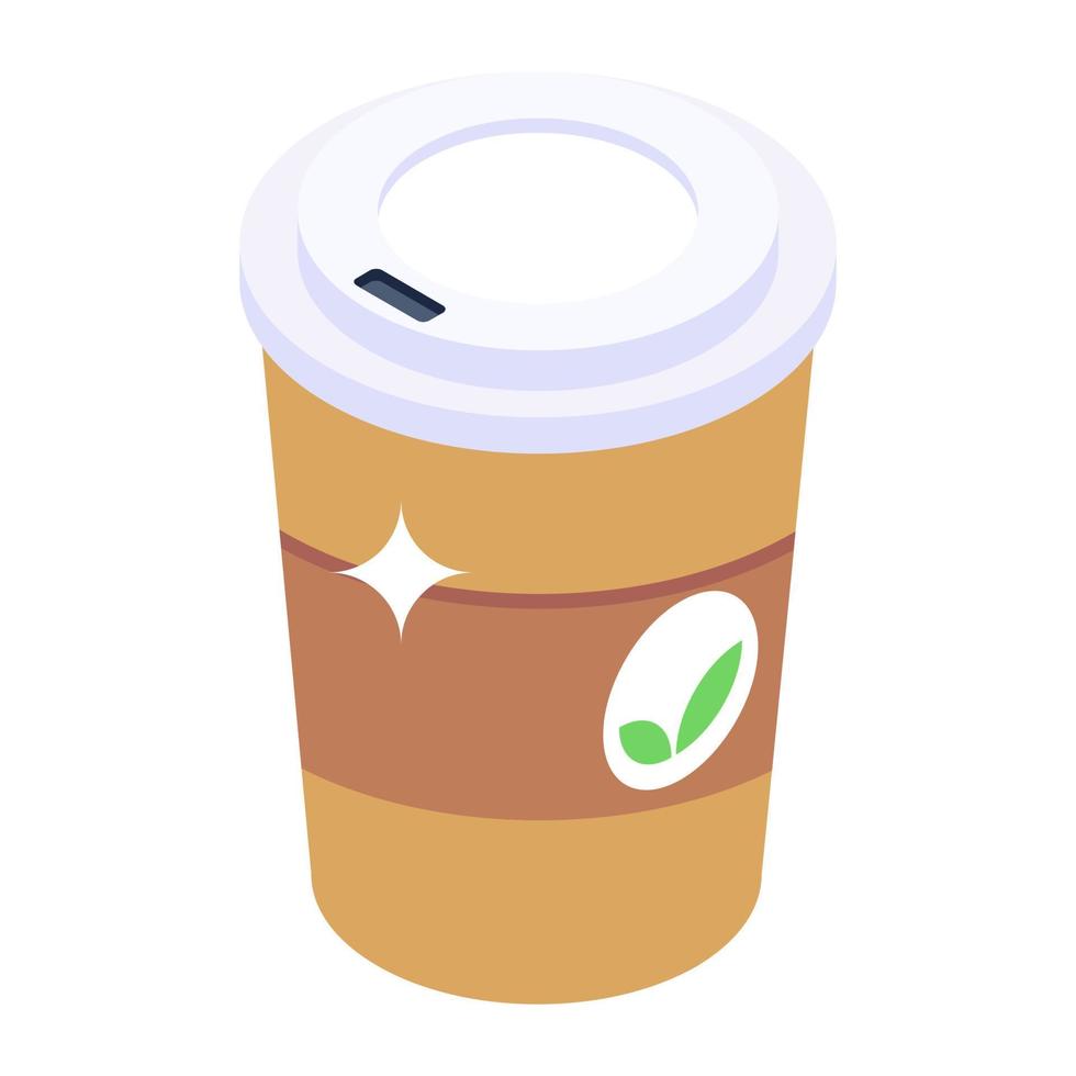 icona unica del caffè da asporto, icona isometrica vettore