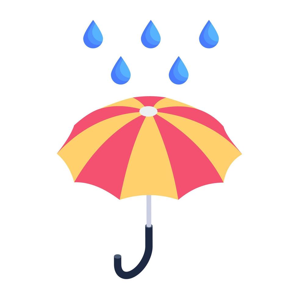moderna icona isometrica dell'ombrello da pioggia vettore