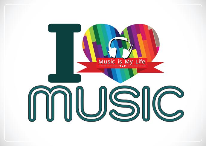 amo Music and Music is My Life tipo di carattere parola con segni idea design vettore