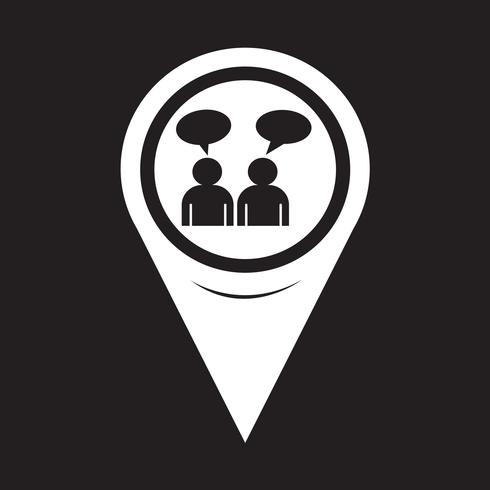 Icona di conversazione della gente del puntatore della mappa vettore
