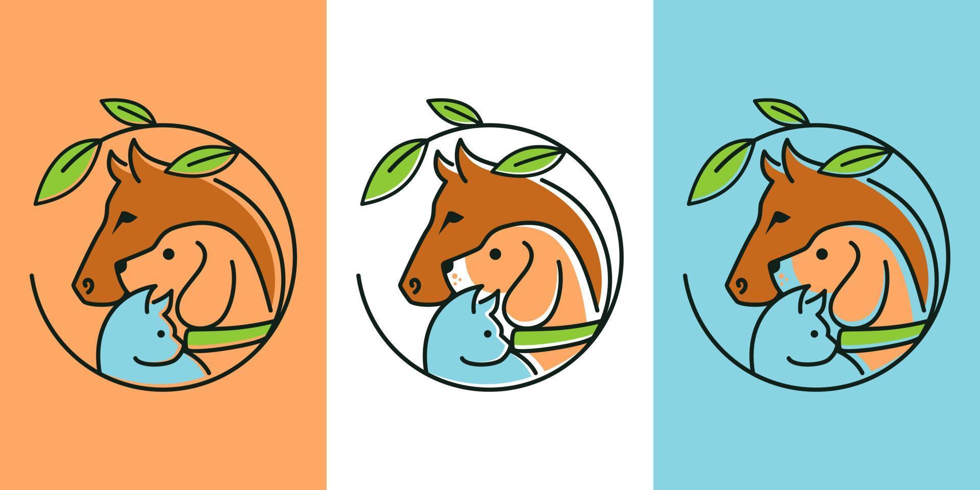 modello e carta di vettore di progettazione di logo animale domestico animale