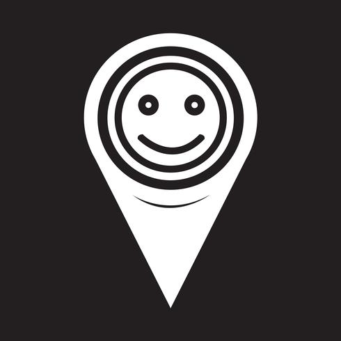 Icona di sorriso puntatore mappa vettore