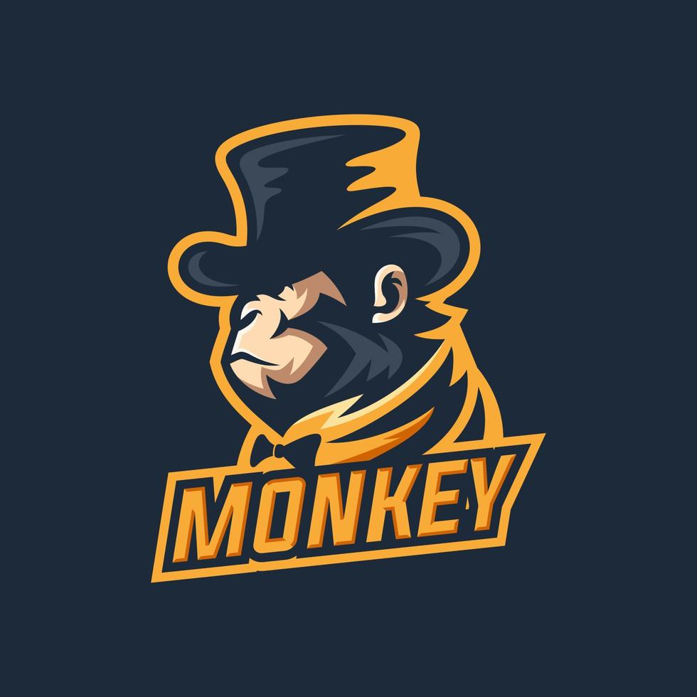 vettore del logo della mascotte della scimmia. illustrazione vettoriale animale. logo della scimmia geek. disegno di marchio di vettore di scimpanzé