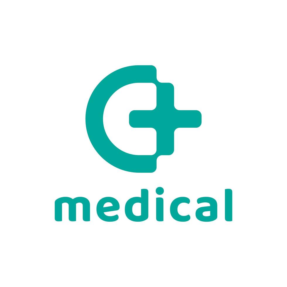 lettera c con logo design medico plus vettore