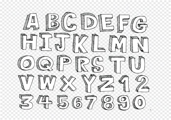 Fonte tipografica disegnata a mano delle lettere scritta con una penna vettore
