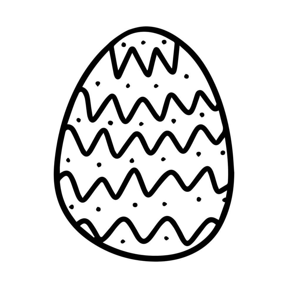 uovo di Pasqua in stile doodle. buona pasqua disegnata a mano isolata su sfondo bianco. disegnare uova per carte, loghi, vacanze. illustrazione vettoriale. vettore