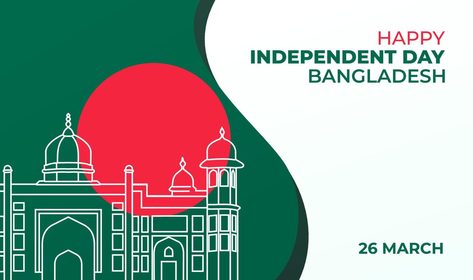 modello del manifesto della carta di celebrazione felice del giorno dell'indipendenza nazionale del bangladesh nel fondo dell'illustrazione di vettore di marzo