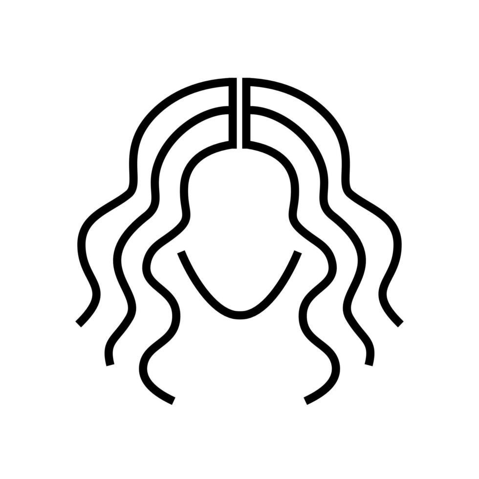 linee sottili del logo dell'acconciatura. viso e acconciatura ondulata silhouette. vettore icona capelli ricci. emblema del barbiere. cosmetici per capelli