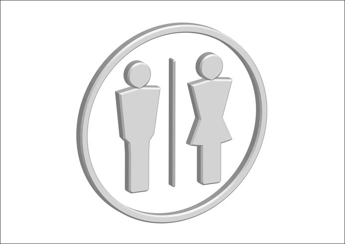 Icone del segno della donna dell&#39;uomo del pittogramma 3D, segno della toilette o icona della toilette vettore