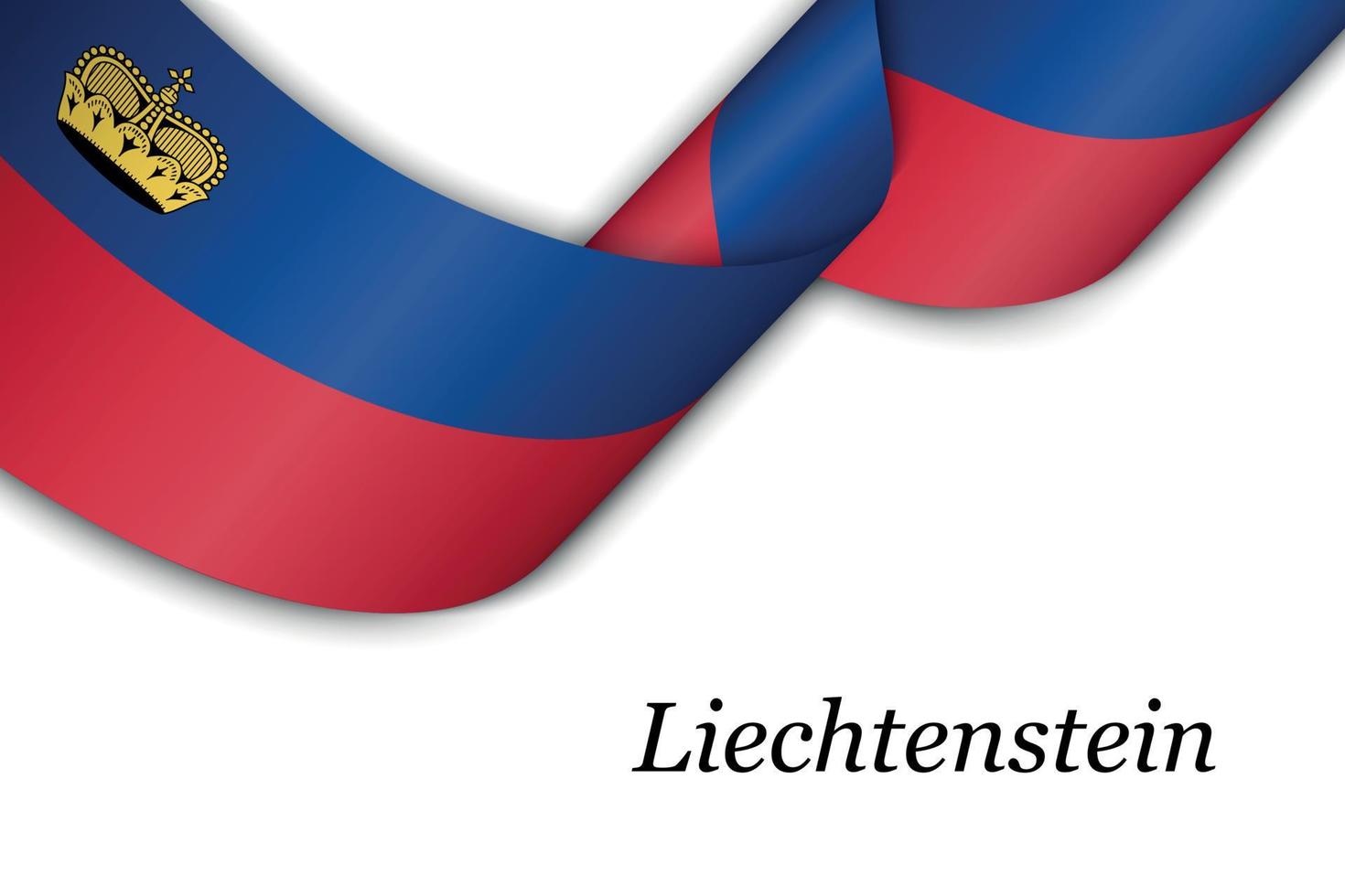 sventolando il nastro o lo striscione con la bandiera del liechtenstein vettore