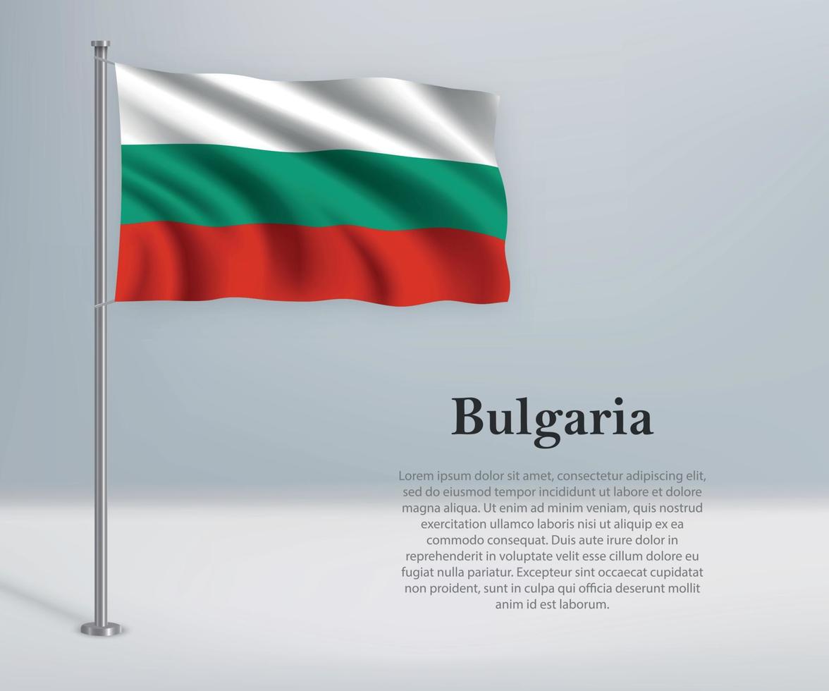 sventolando la bandiera della Bulgaria sul pennone. modello per l'indipendenza d vettore