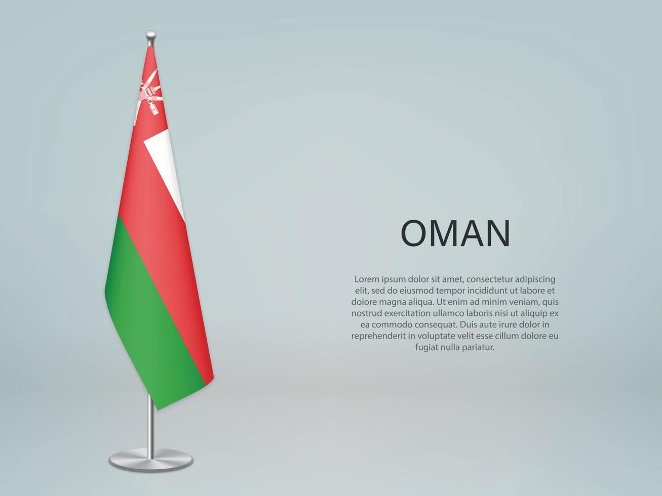 oman bandiera appesa sul supporto. modello per banner di conferenza vettore