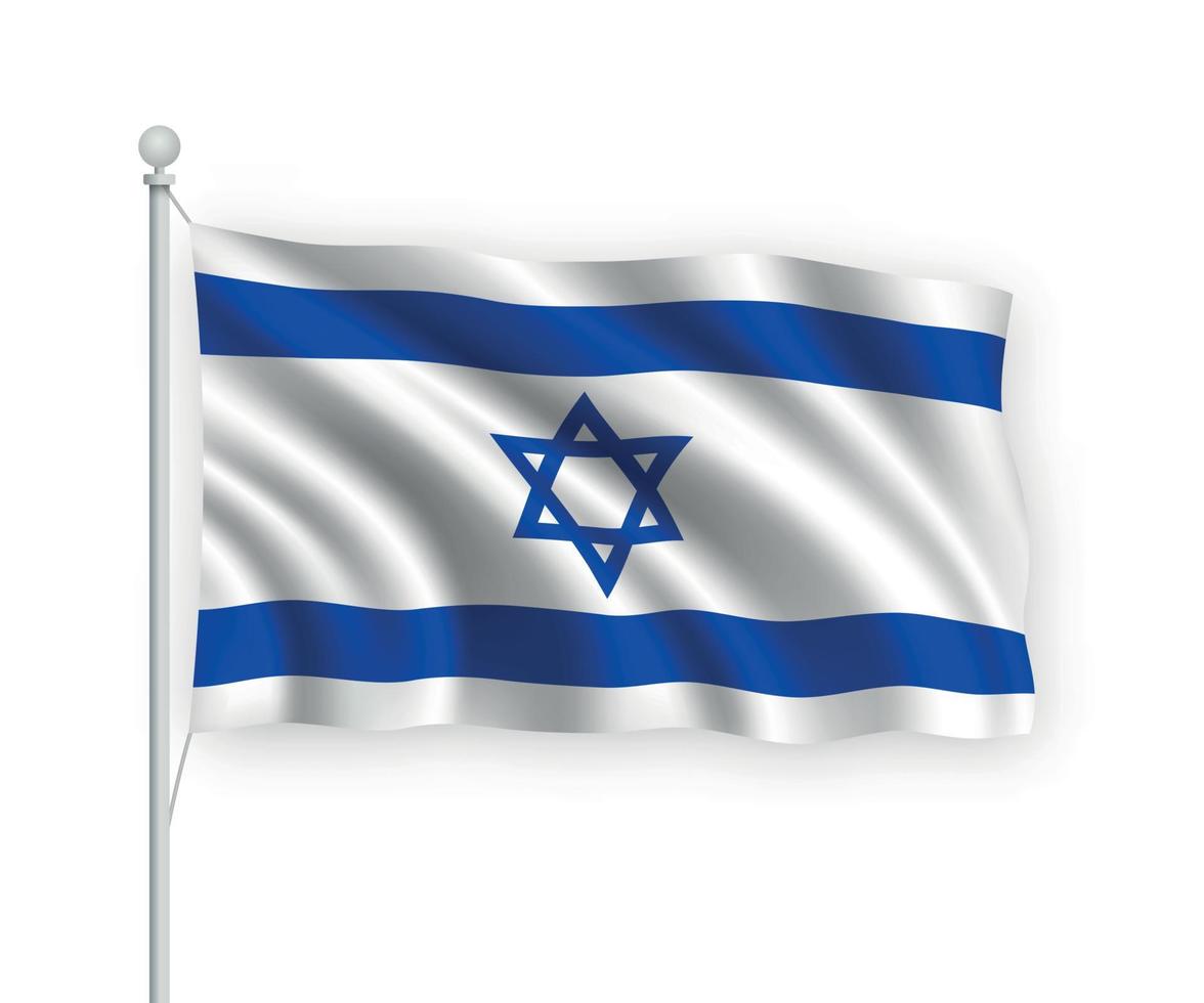 3d sventola bandiera israele isolato su sfondo bianco. vettore